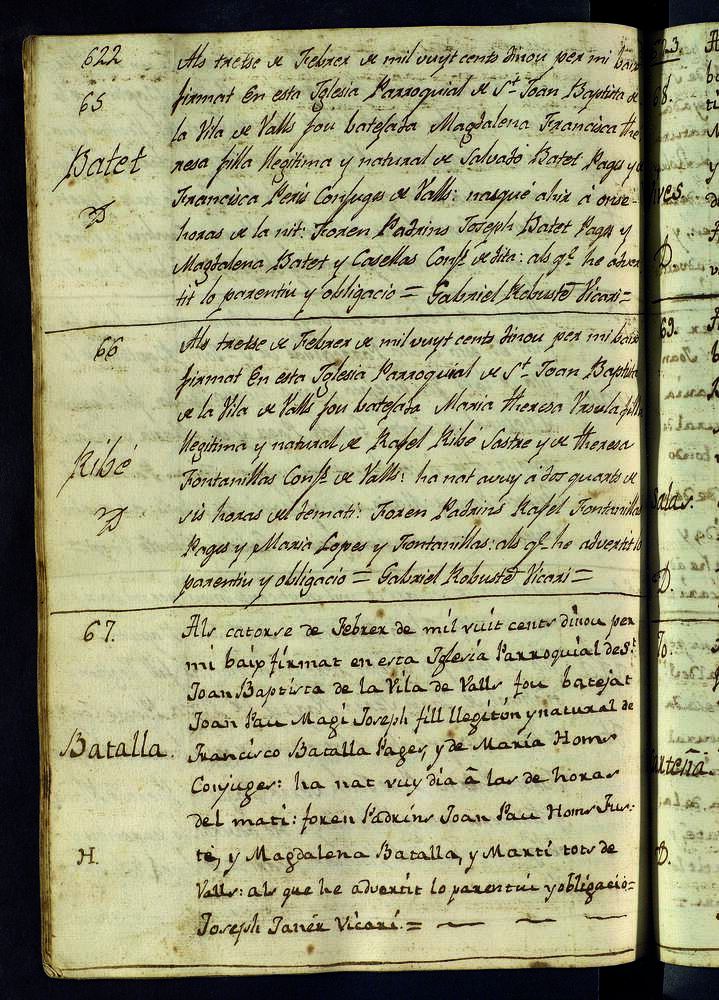 Josep Batet i Magdalena Casellas foren els escollits pel seu germà Salvador per ser els padrins de la seva filla Magdalena